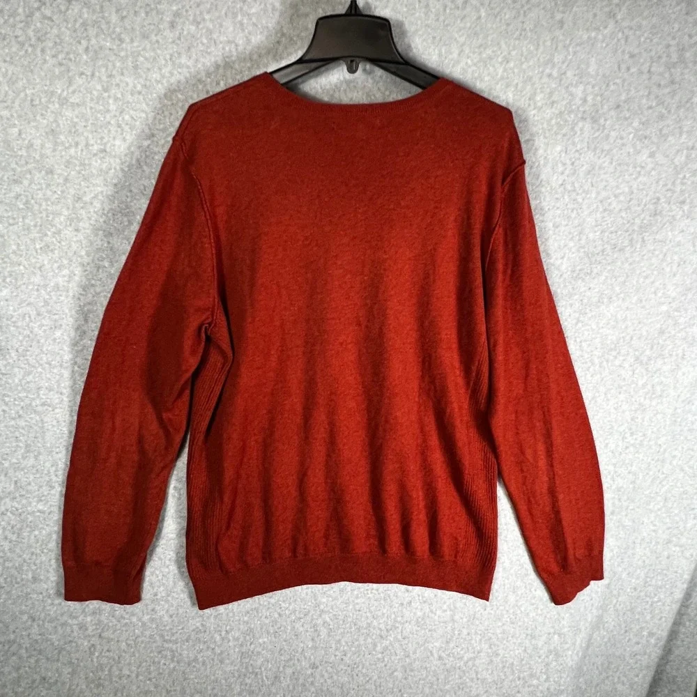 Marc Anthony V-Neck Sweater Mens XL Orange Cotton Cashmere Blend Long Sleeve